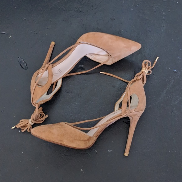 RAYE Tamrin Suede Lace Up Pump in Dark Tan 7.5 8 - Picture 3 of 6